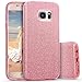 Galaxy S7 Case, Imikoko Rose Gold Luxury Hybrid Beauty Crystal Rhinestone with Gold Sparkle Glitter PC Hard Protective Diamond Case Cover for Samsung Galaxy S7 (3 in 1/Rose Gold)