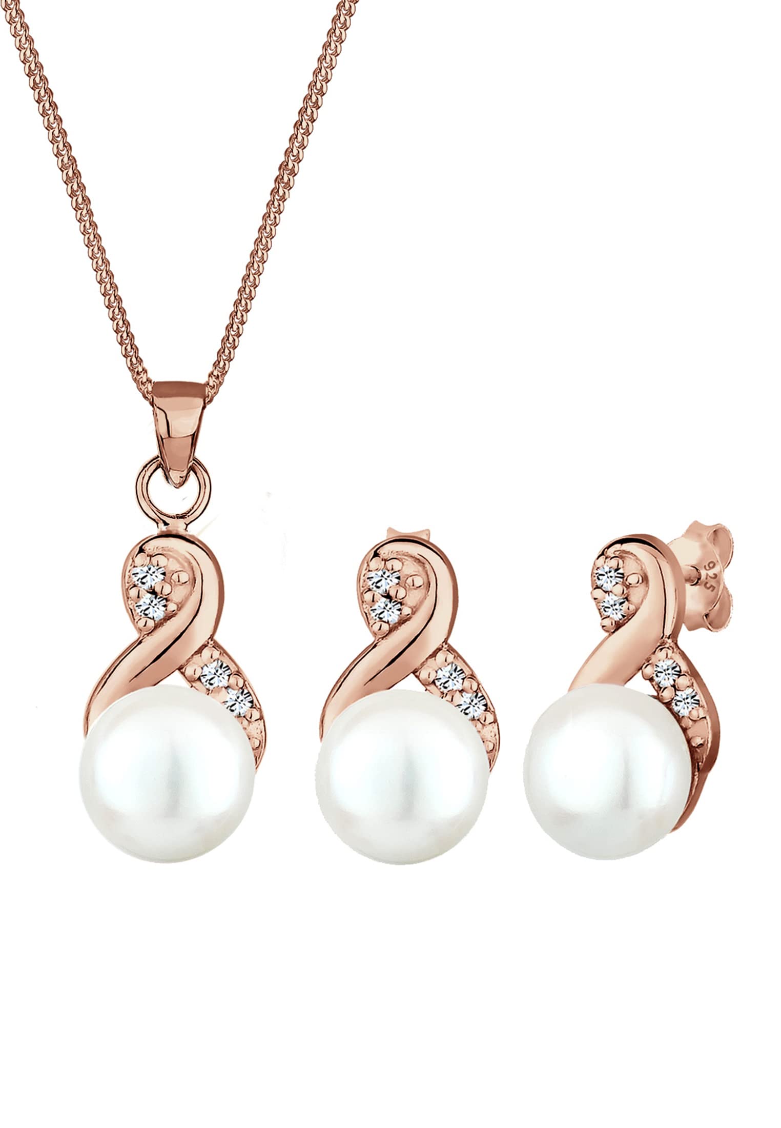 Elli Jewelry Set infinity Pearl Crystals 925 Sterling Silver