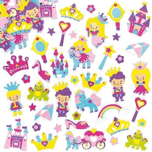 Baker Ross ET596 Princess Foam Stickers (Pack of 120) for Kids Decorating Activities Scrapbooking and Card Making