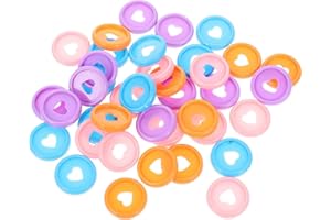 VILLCASE 40pcs 24mm Plastic Heart Binder Discs with Blue Purple Orange Pink Colors, DIY Planner Notebook