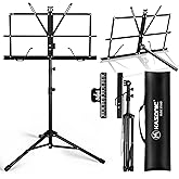 K KASONIC Music Stand, 2 in 1 Folding Sheet Music &amp; Book Stand With Bag | Lightweight Adjustable Stable 2-in-1 Music Stand with Carrying Bag &amp; Clip for Home, School &amp; Performance