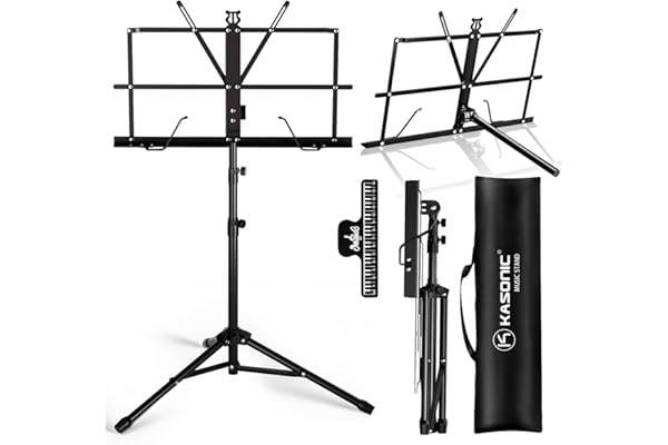 K KASONIC Music Stand, 2 in 1 Dual-Use Folding Sheet Music Stand & Desktop Book Stand, Portable Lightweight with Music Sheet
