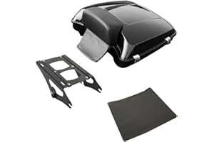 SLMOTO 5.5" Razor Tour Pack Trunk + Backrest Pad + Two-Up Mounting Rack Fit for 2014-2023 Harley Road King FLHR Street Road Electra Glide