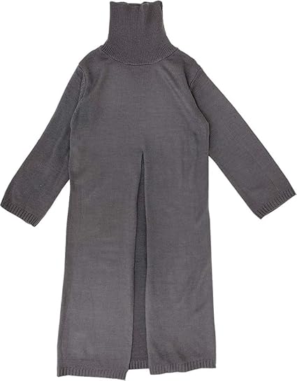 Amazon フロントスリット タートルネック ニット ワンピース グレー ワンピース チュニック 通販