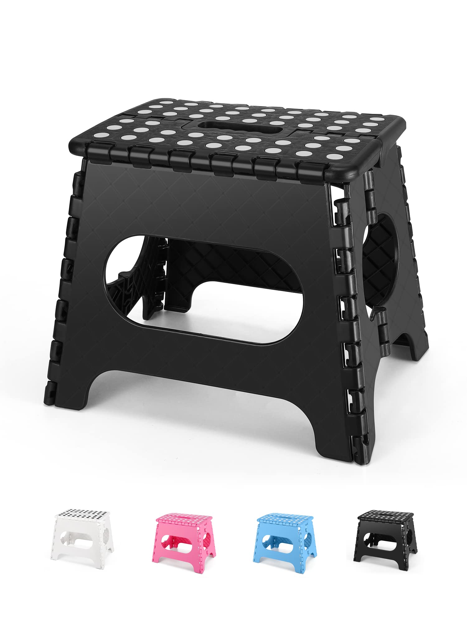 Photo 1 of Dyforce Folding Step Stool 11", Durable Kids Step Stool, Heavy Duty Step Stools for Adults, Compact Foot Stools, Light-Weight Toddler Step Stool for Kitchen, Bathroom, Holds Up to 300 lbs (Black)