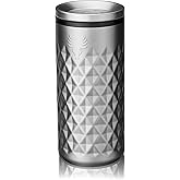 Viski Paragon Stainless Steel Highball Tumbler Cup with Lid, Insulated Ceramic Lined Metal Cocktail Glass for Patio, Outdoor Party, Wedding Gifts, Drink Lover Gifts, 16 oz Set of 1, Platinum