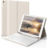 Keyboard Case for iPad 9/7/8th Generation Case with Keyboard, Cream White | Detachable Keyboard with Laptop-Style Typing, Adjustable Stand, Pencil Holder &amp; Auto Sleep/Wake