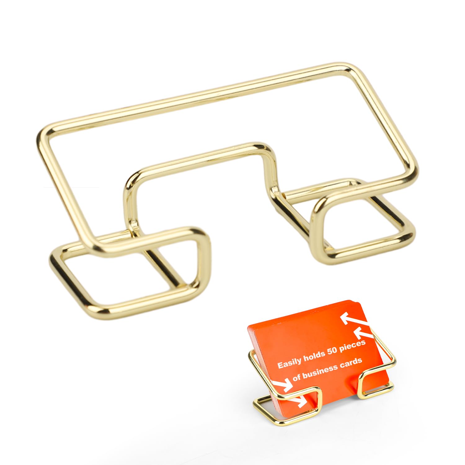 lasuroa 1pc Business Card Holder for Desk, Gold Metal Business Cards Stand Display Name Cards Organizer for Women Men Office Desktop Supplies