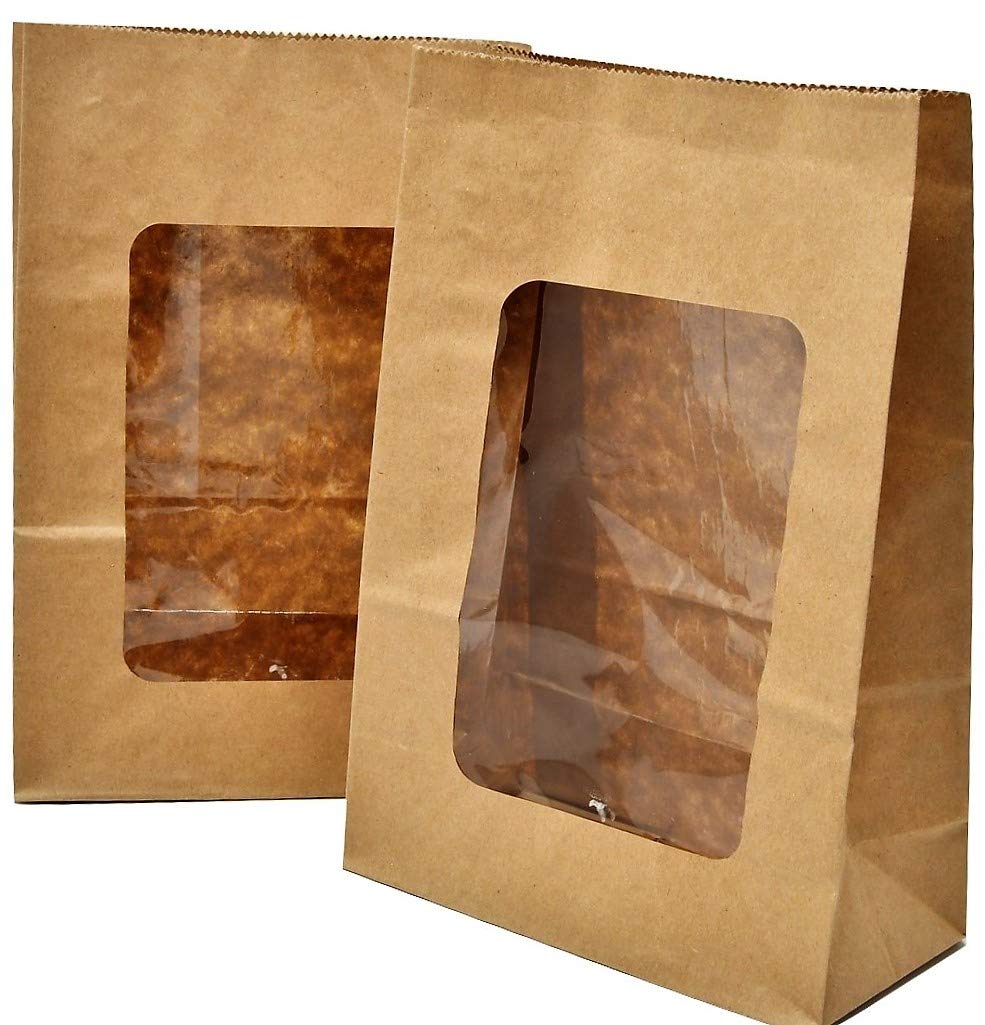Bakery direct Kraft windowed cookie/sandwich/coffee bags with PLA window (fully recyclable) (50)