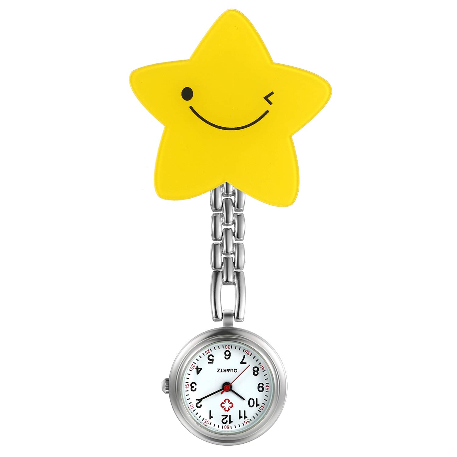 Avaner Stainless Steel Fob Watch Analog Quartz Nurse Watch Clip on Hanging Lapel Watch