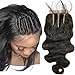 3 Part Lace Closure 4x4 Body Wave Human Hair Closure Piece with Baby Hair Natural Black Color No Bleached Knots (10 inch)