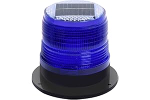 RISOON Solar Strobe Warning Safety Flashing Light/Ceiling Strobe Light, with Strong Magnetic Base Waterproof for Construction, Traffic, Factory, Crane Tower, Boat Navigation (Blue)