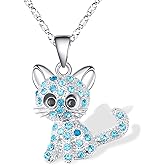 Lanqueen Kitty Cat Pendant Necklace Jewelry for Women Girls Cat Lover Gifts Daughter Loved Necklace
