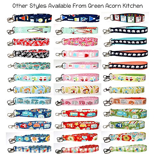 Camping Key Fob Wristlet - Camper Keychain - Retro Blue & Silver - RV Accessories - Wallet Strap - Thumbnail 2