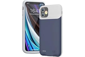 SNRONEW Battery Case for iPhone 12 Mini, Full Encircle 6000mAh Ultra-Slim Rechargeable Portable Charging Cover Extended Battery Pack Compatible with iPhone 12 Mini (5.4 inch) Charger Case Support Carplay-Blue