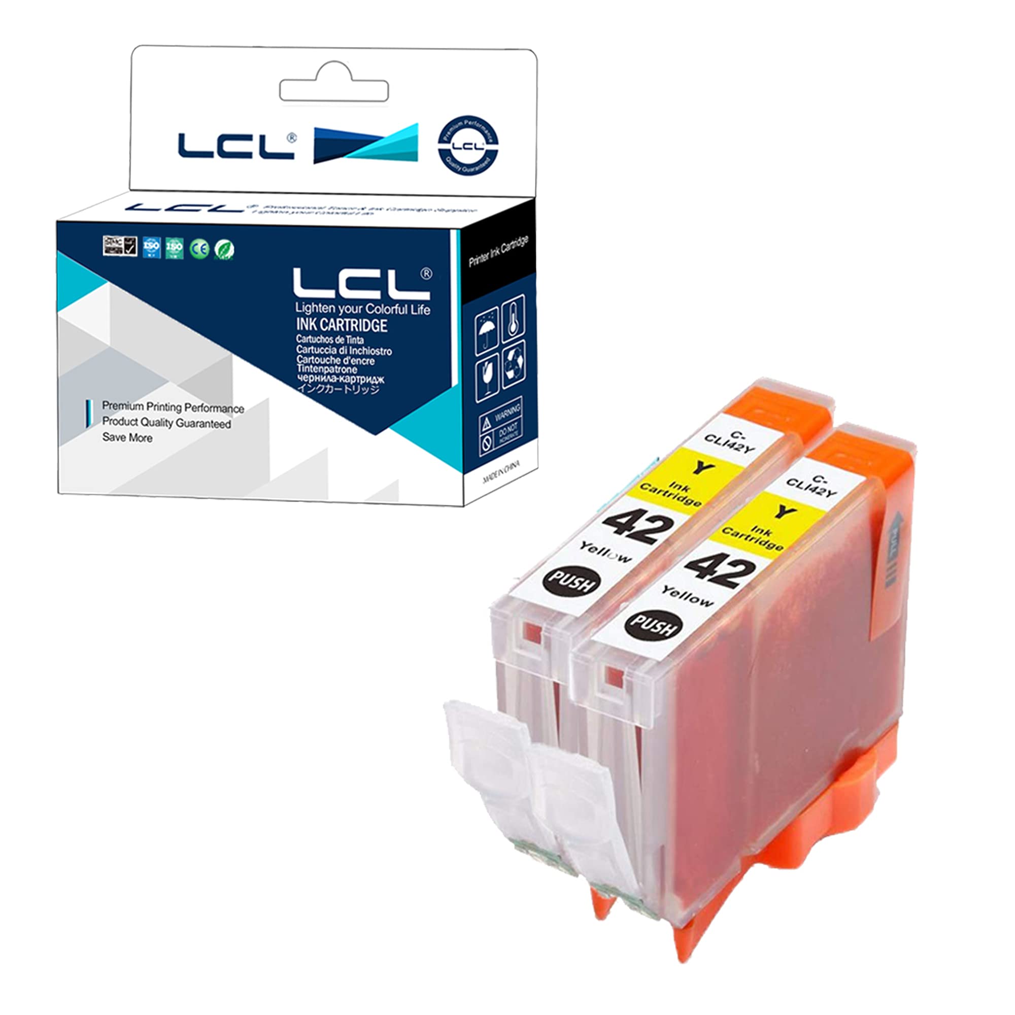 LCL Compatible Ink Cartridge CLI42 CLI-42 CLI-42Y (2Pack Yellow) Replacement for Canon PIXMA Pro-100 Pro-100S