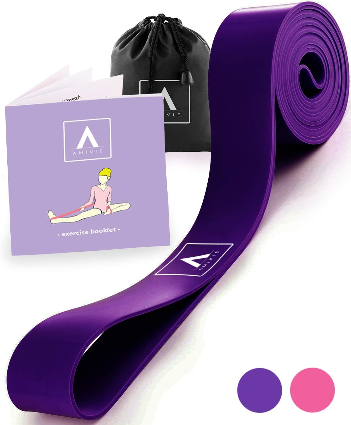 Stretch Band for Ballet and Gymnastics - Kids and Adults - Stretching Band for Dance, Flexibility, Cheerleading, Ice Skating, Yoga, Pilates + Exercise Booklet (Purple)