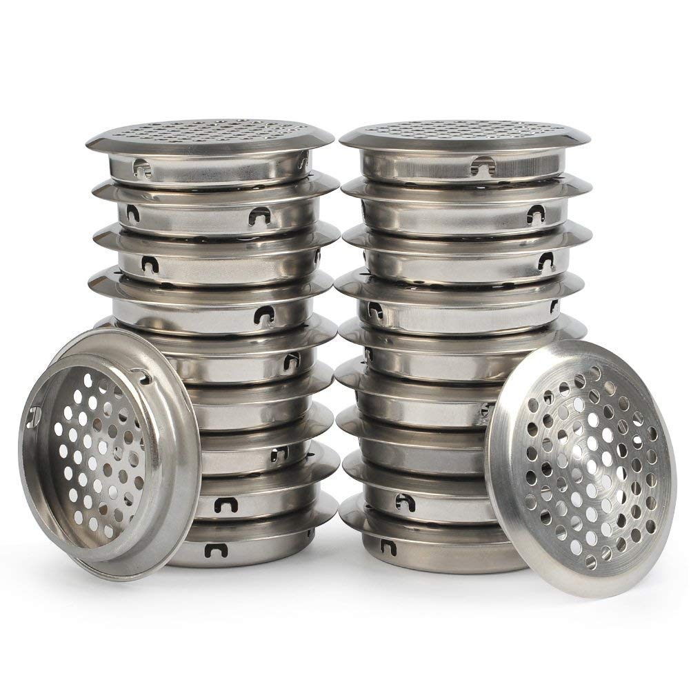 Gasea 18pcs Stainless Steel Air Vent Covers – 53mm (2 Inch) Round Mesh Hole Ventilation Louvers | Durable Cabinet & Kitchen Vent Grilles for Furniture, Office & Home Use