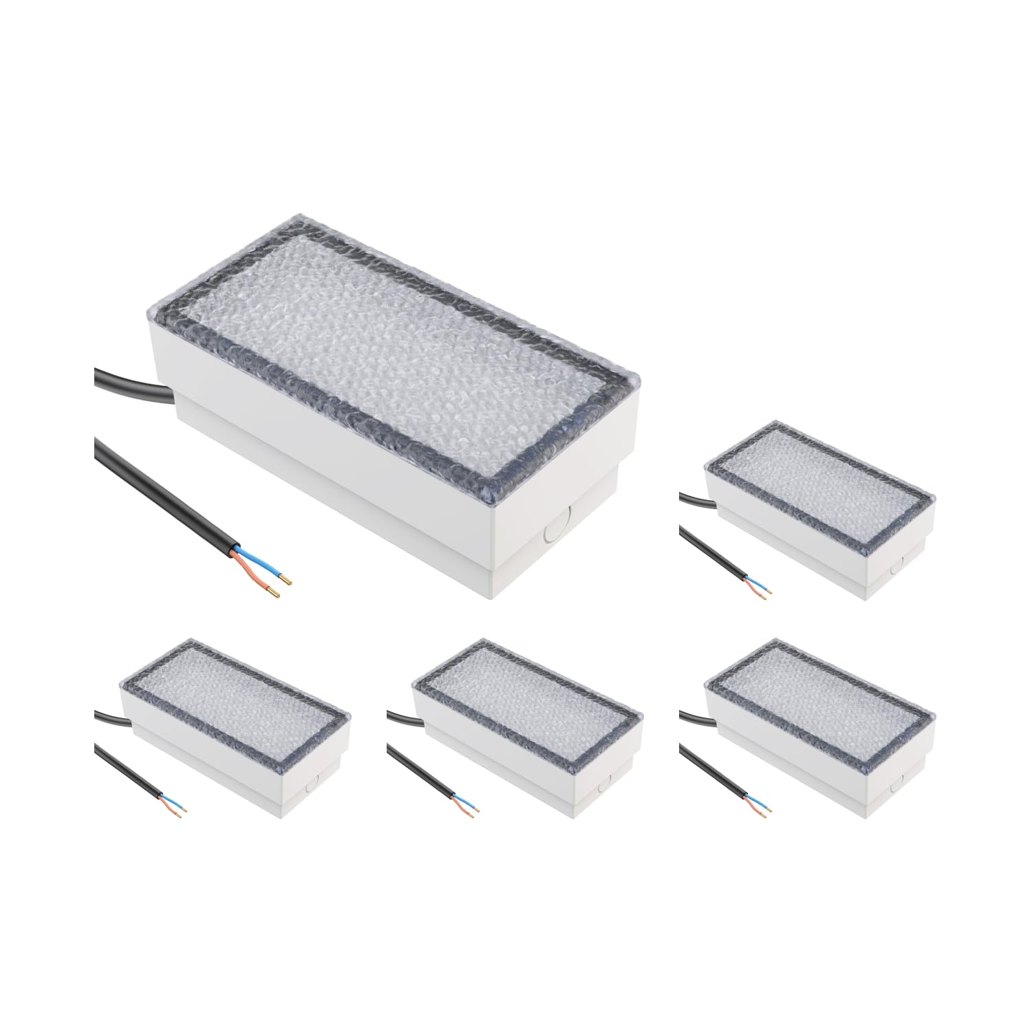 ledscom.de 5 LED Paving Stone Ground recessed Light CUS for Outdoors, IP67, Angular, 20 x 10cm, 2.8 W, 251lm, Warm White