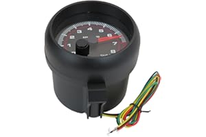 DEEPSOUND 3.75" 12V White LED Backlit Tachometer Gauge with Red Shift Light for Auto Gasoline Car 0-8000 RPM