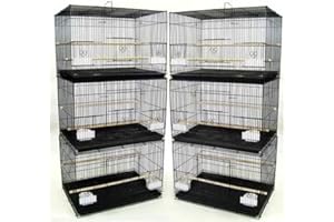 SENY Lot of 6 Breeding Bird Carrier Cage for Parakeet Canary Finch Loverbird (Black)