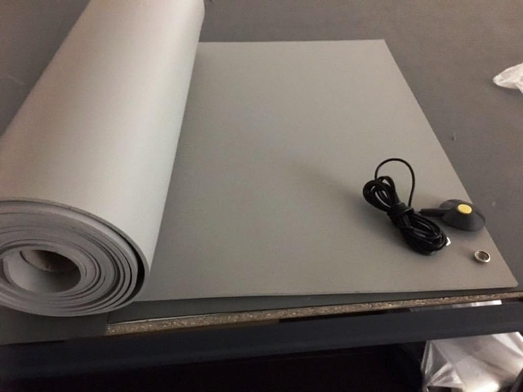 3 Layer ESD Anti Static Vinyl Mat with Ground Cable (24" x 48") - Gray