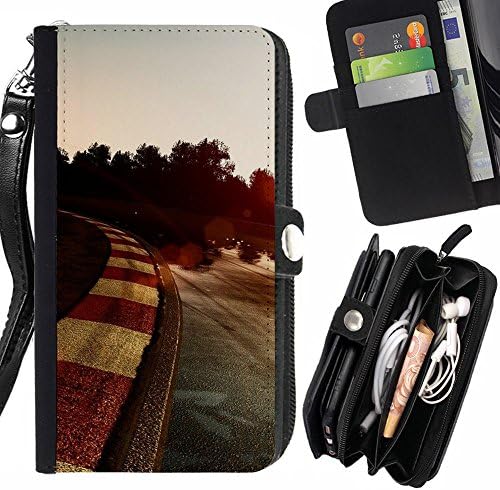 Peach Tech Flip PU Leather Wallet Pouch Protective Skin Case Cover Credit Card Slots for MOTOROLA Droid Turbo 2 / Moto X Force / Circuits Reflections