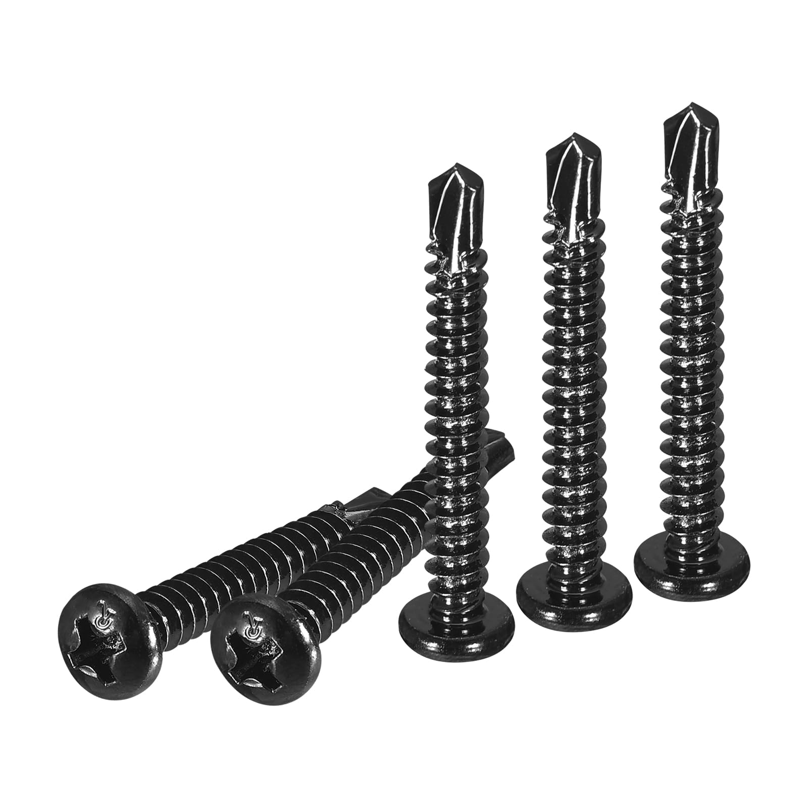 DTGN #8x1-1/4" Pan Head Self Drilling Screws - 100Pack - Black Oxide 410 Stainless Steel Phillips Drive Self Tapping Sheet Metal Screws