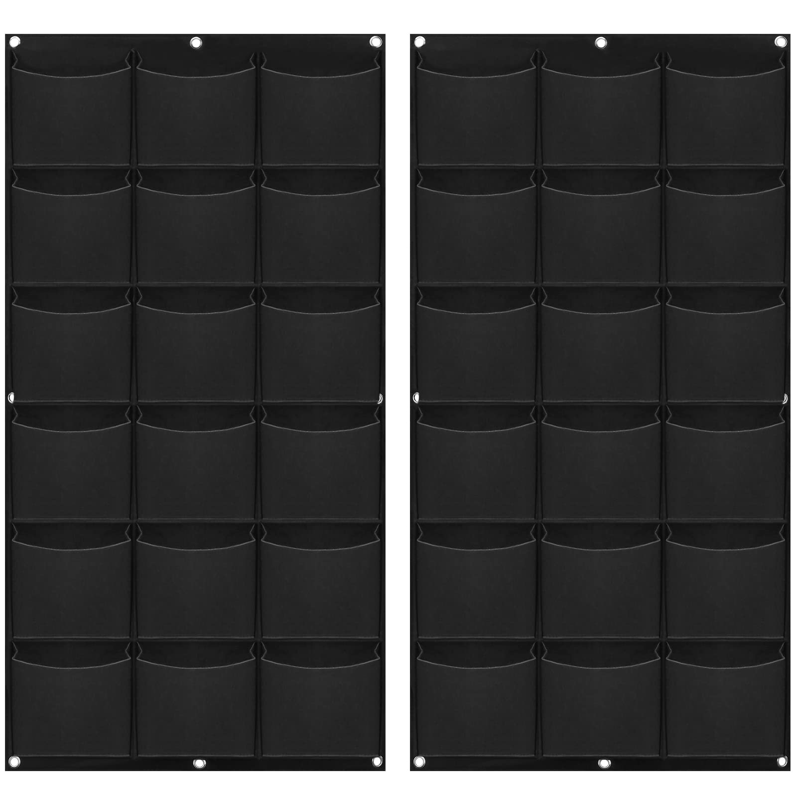 MANCHAP 2 Pack 18 Pockets Vertical Garden Wall Planter, Wall Hanging Grow Bags Planting Pockets for Indoor Outdoor Plants, Black
