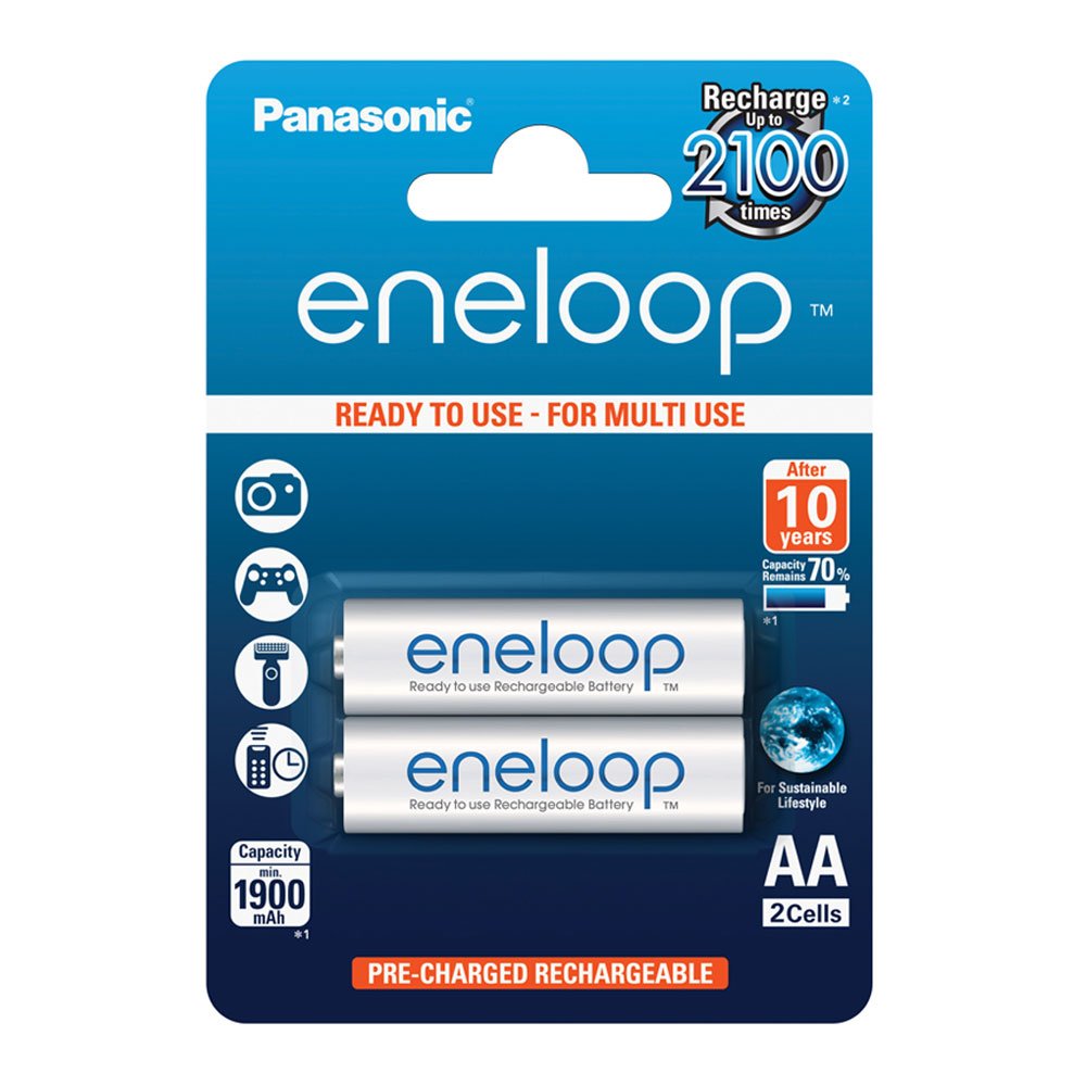 Panasonic eneloop BK-3MCCE/2BE Nickel Metal Hydride AA Batteries, Classic AA 2-Pack