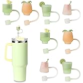 COOK WITH COLOR 8 PCS Straw Covers Straw Toppers for Tumblers - Cute Reusable Caps in Various Shapes for 8 mm Straws, Lemonades
