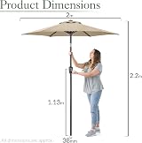 Christow Tilting Garden Parasol Umbrella UV Protective Polyester Canopy with view 7