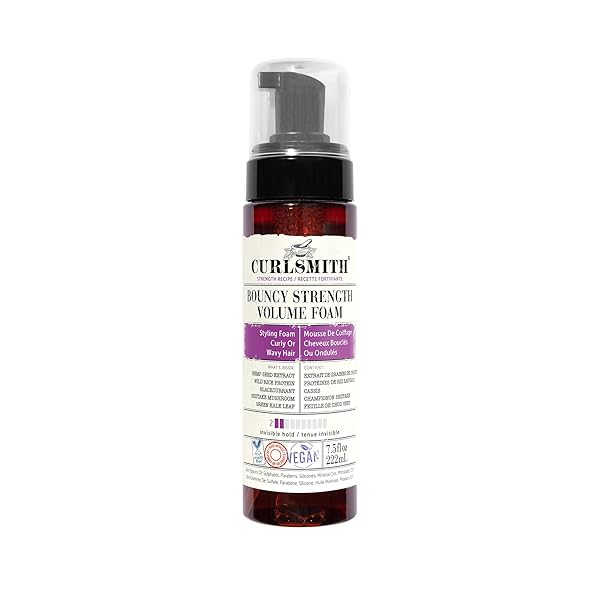 CURLSMITH – BOUNCY STRENGTH VOLUME FOAM, STYLING FOAM FOR CURLY & WAVY HAIR, LIGHT HOLD (7.5 FL OZ)