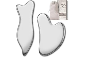 Rena Chris Stainless Steel Gua Sha Set, Guasha Tool for Face and Body Massage, Gua Sha and Acupuncture Massage Tools for Jawl