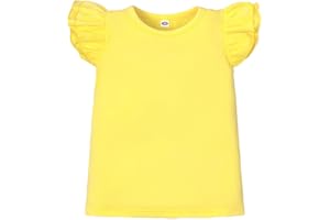 ZFZDRen 12M-7Y Toddler Baby Girls T Shirt Solid Color Blouse Ruffle Top Cotton Casual Tees Plain Shirt