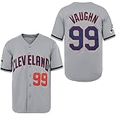 ZXCVB Men's #99 Ricky Vaughn Jersey 90s Hip Hop Clothing Movie Baseball Jersey Stitched