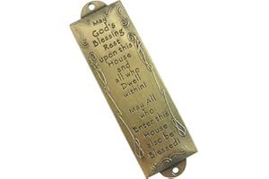 Holy Land Market Shema Bronze Tone Mezuzah with Scroll - Jewish Door Blessing, English House Design (Bronze, English House Blessing)
