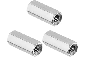 PATIKIL M5x0.8 Pitch 304 Stainless Steel Hex Coupling Nuts, 3 Pcs 20mm / 0.79" Length Coarse Fully Threaded Rod Coupling Nut 