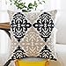 HWY 50 Decorative Couch Throw Pillows Covers 18x18 Inch Embroidered Cotton Geometric Accent Throw Pillow Cases Cushion Cover for Bed Bedroom 1 Piece Navy Blue