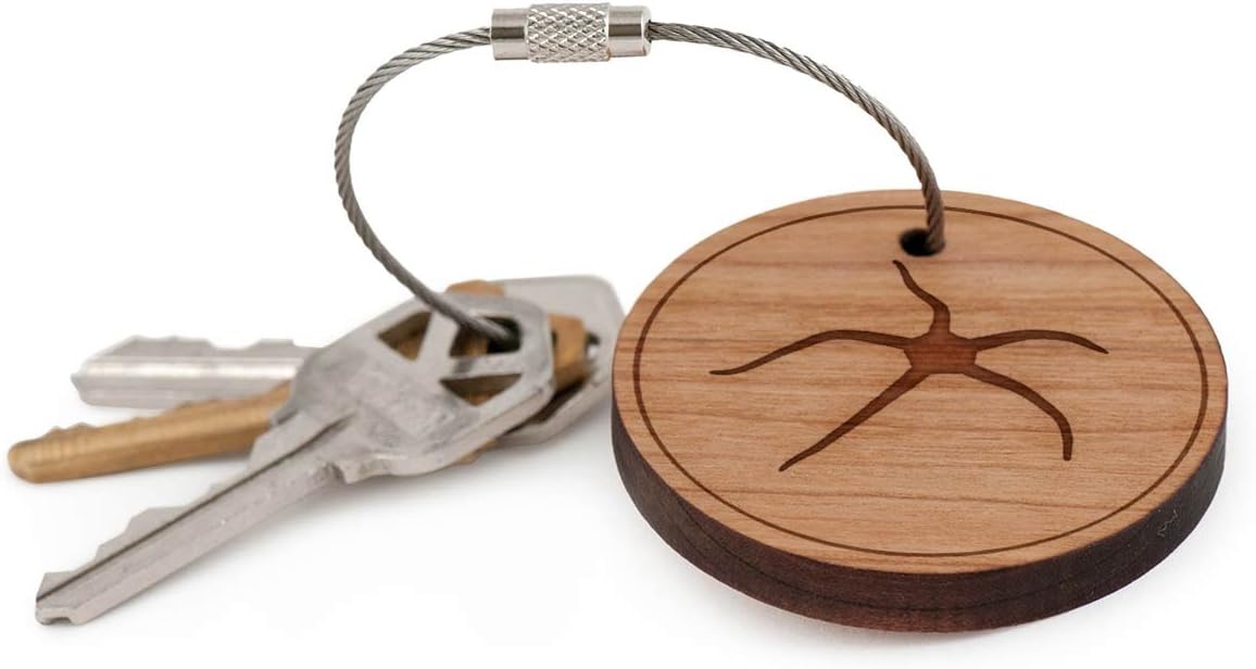 Serpent Star Keychain, Wood Twist Cable Keychain - Large