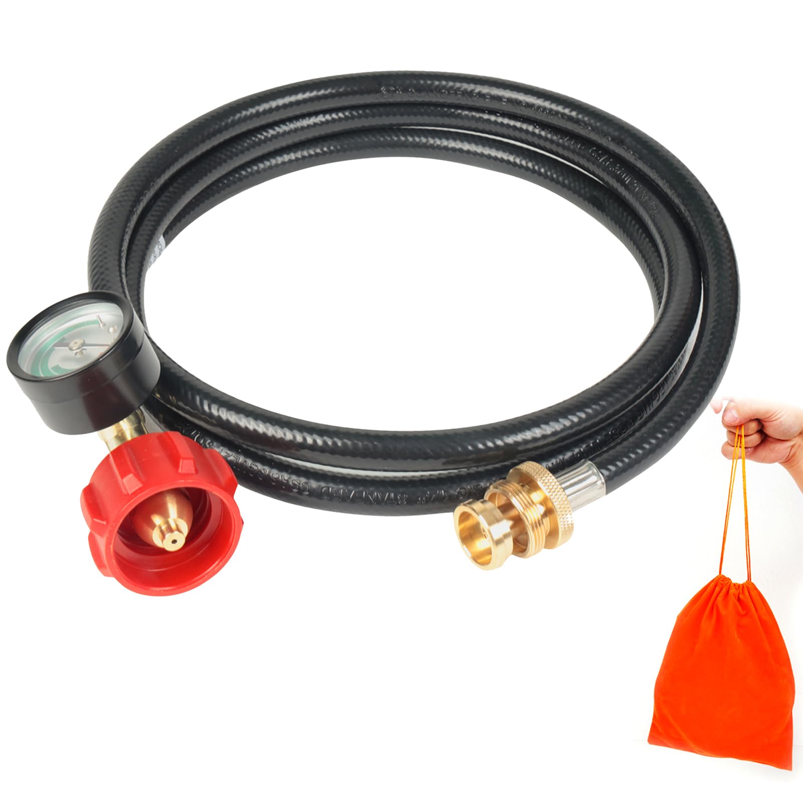 Photo 1 of Propane Hose Adapter 1lb to 20lb Converter for 5 lb to 40 lb Tanks with Gauge, 6 FT Propane Tank Hose Adapter for Weber Q Grill, Buddy Heater Coleman Blackstone Tabletop Griddle More Portable Grills