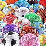 Folding Handheld Fans Assortment For Kids, Bulk Pack of 48 Colorful Paper Fan Party Favors 10
