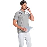 Men’s Scrub Polo Shirts Lab Short Sleeve Collared Lab Shirt Quicky Dry Moisture Wicking Lightweight Polo T-Shirt