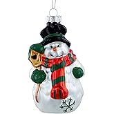PETCEE Snowman Christmas Ornaments - Blown Glass Snowman Ornaments for Christmas Tree Decorations Cute Snow Man Hanging Ornament Keepsake Gifts Holiday Decor for Kids Family Friends Xmas Party Favors