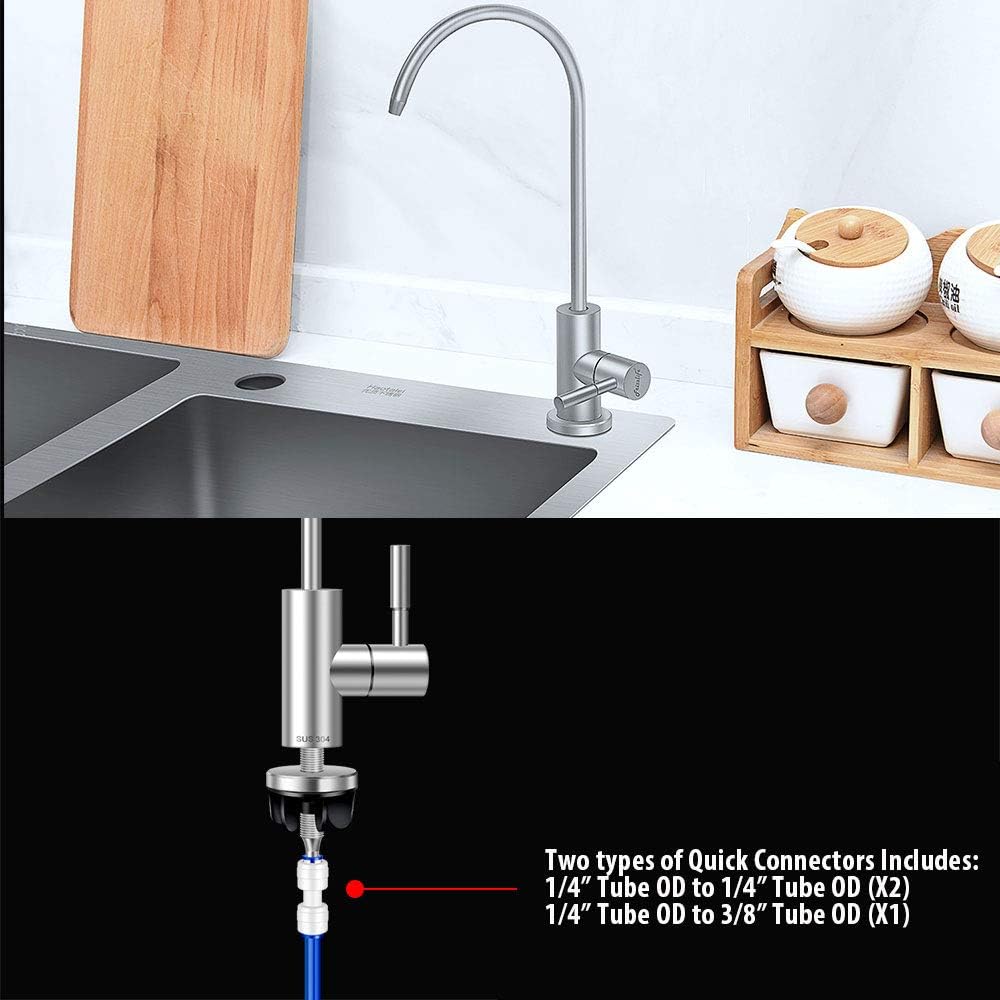 Frizzlife RO Water Filter Faucet- Drinking Water Faucet fits most Reverse Osmosis Water Filtration System-SUS304 Stainless Steel with Brushed Nickel-Lead Free - - 