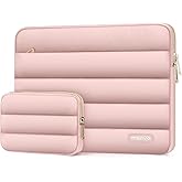 MOSISO 12.9 inch Tablet Sleeve Case for iPad Pro 13 M4 & iPad Air 13 M3 M2, iPad Pro 12.9 M2 M1 6/5th with Magic Keyboard&Smart Keyboard Folio, Puffy Horizontal Bag with Small Case, Pink