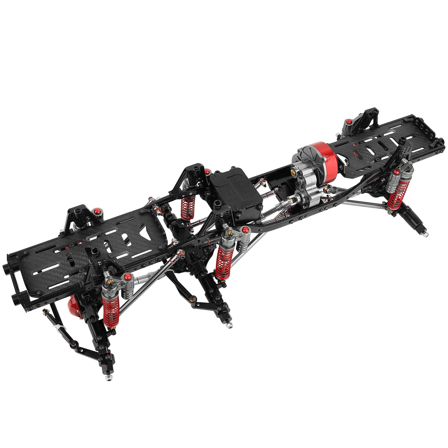 Photo 1 of RZXYLRC Metal Upgraded 6x6 RC Car Chassis Frame with 2 Front Steering Axles and Middle Axle Transmission 2 Battery Trays DIY for Axial SCX10 1/10 RC Crawler Car Parts (Without Wheels)