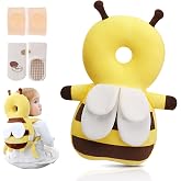 WKC Baby Head Protector Backpack with Knee Pads &amp; Non-Slip Socks, Toddler Safety for Crawling &amp; Walking (Style 19)