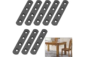 Sumnacon 8Pcs Stainless Steel Flat Plates - 4 Inch Heavy Duty Mending Plate Straight Corner Brace Brackets Connector Furniture Repair Fixing Joint with Screws, Black