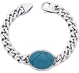 Stylish & High Rodium Polish Salman Khan Turquoise (Firoza) Stainless steel Link Bracelet with Lobster Clasp For Men/Boys